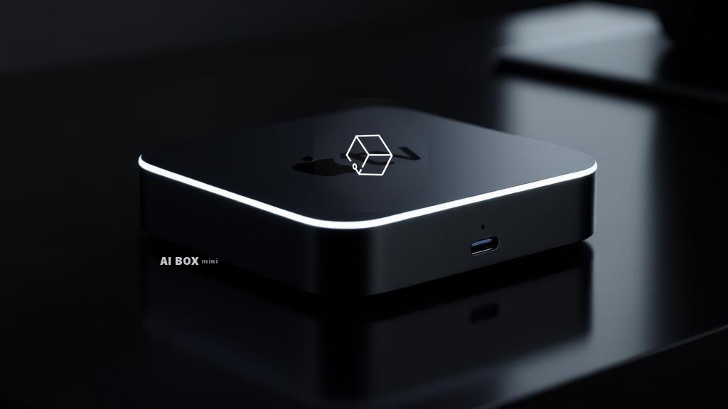 AI Box Mini — compact AI hardware with glowing LED strip